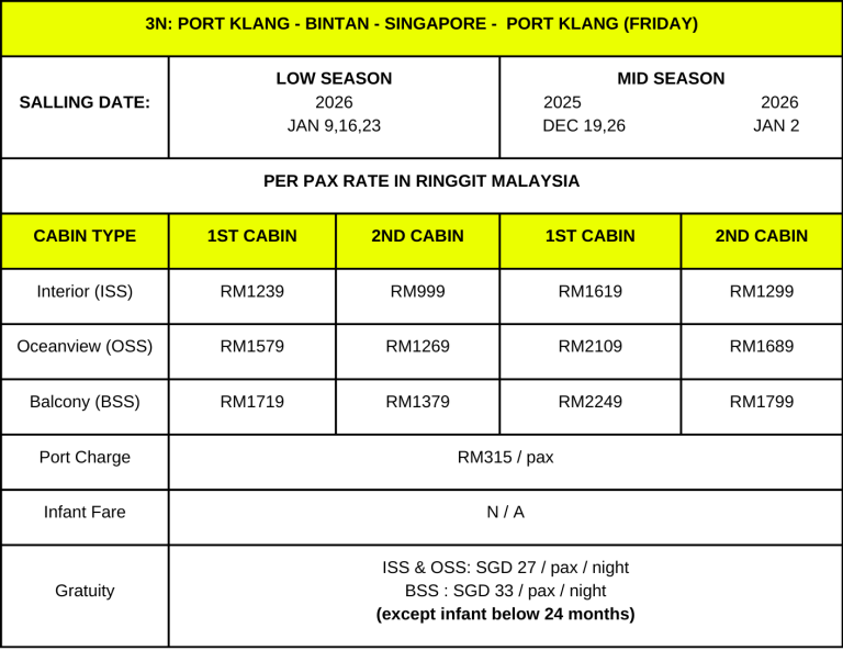 3N EX PKL (BINTAN-SIN) 2ND CABIN PROMO